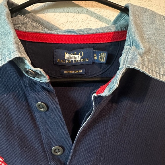Polo Ralph Lauren USA Dry Goods Shirt Size XL Flag Men Eagle CP-93 Denim Collar - Picture 2 of 7